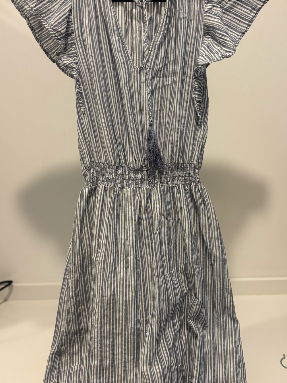 H&M Striped Blue & White Dress with Tassel Tie